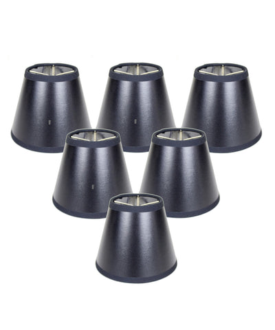 Set of 6 Black Parchment Silver-Lined Chandelier Lampshade 3x5x4
