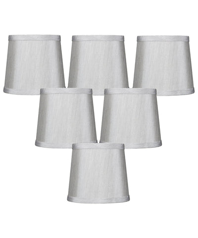 Set of 6 Gray Drum Chandelier Clip-On Lampshade 4x5x5