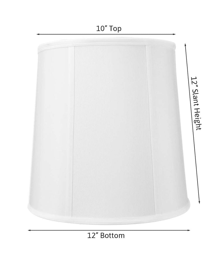 10x12x12" CLIP-ON FITTER White Shantung Fabric Drum Lampshade