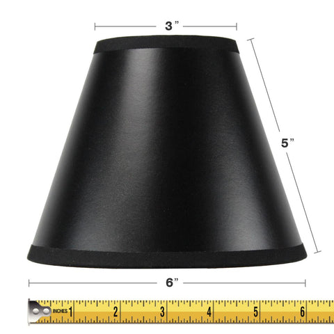 Set of 6 Black Parchment Gold-Lined Chandelier Candle Clip Lamp Shade 3x6x5