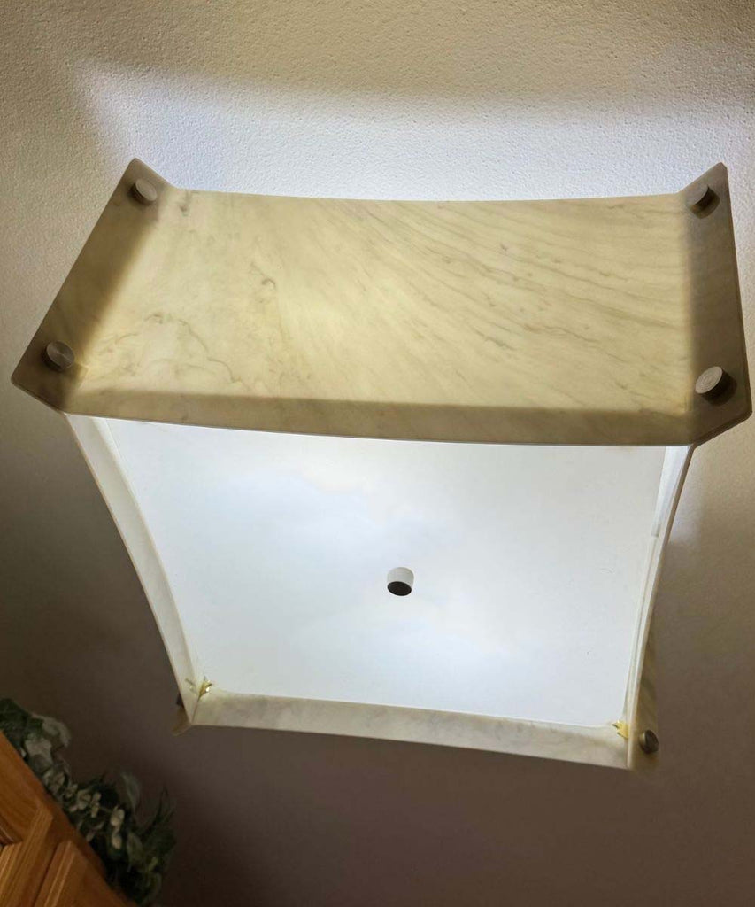 Pop Steady Flush Mount Conversion Kit 16"w Faux Marbled Alabaster Shade
