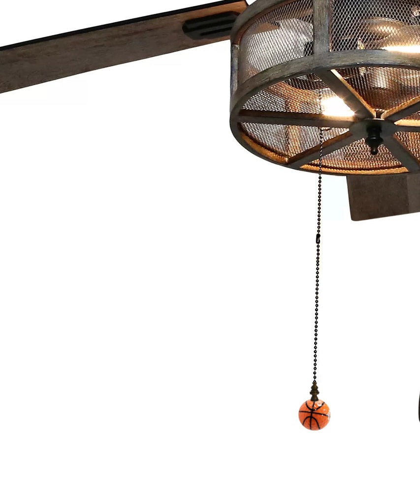 Basketball Ceiling Fan Pull, 2.25"h with 12" Antiqued Brass Chain
