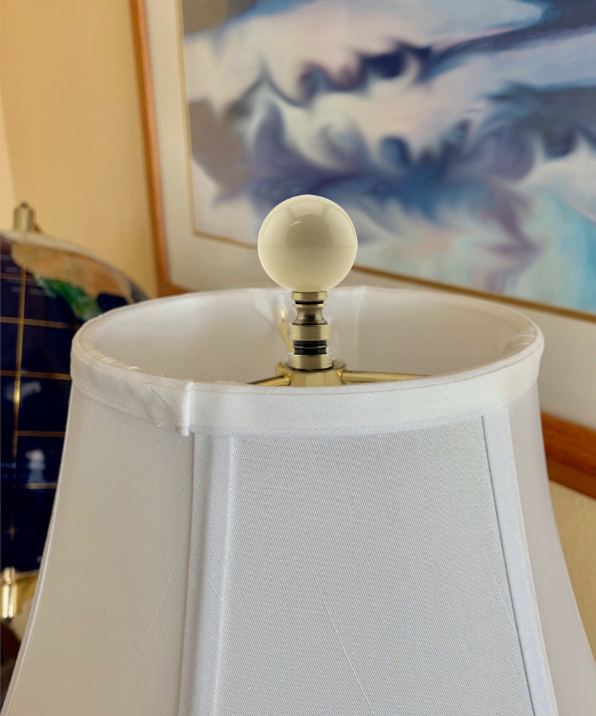 Ceramic 35mm Ivory Ball Antique Base Lamp Finial 2"h