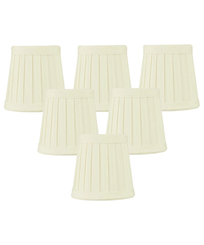 Set of 6 Egg Shell Pleated Clip-on Candelabra Lampshade 3x4x4