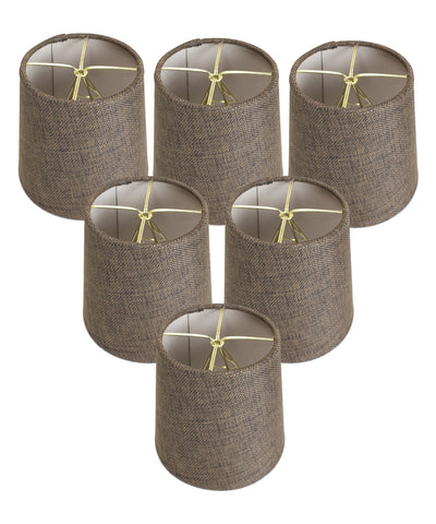 Set of 6 Chocolate Burlap Drum Chandelier Clip-On Lampshade 4x5x5