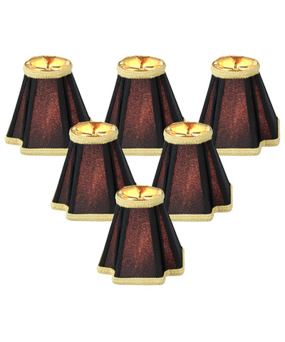 Set of 6 Black with Gold Liner Chandelier Clip-On Lampshade 2x5x5