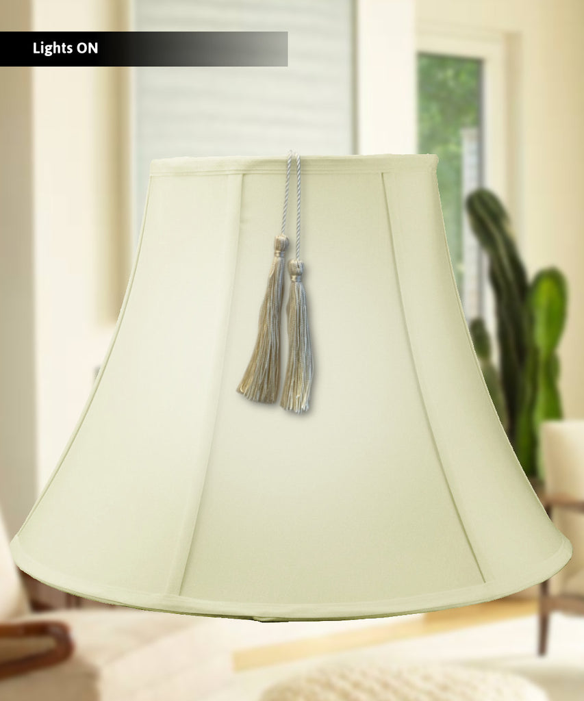 10x20x15 Bell Shantung Lamp Shade Tassel Eggshell