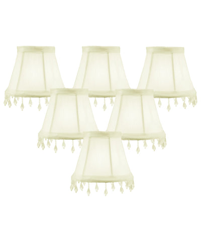Set of 6 Candelabra Stretch Eggshell with Liner Clear Beads 3x5x4