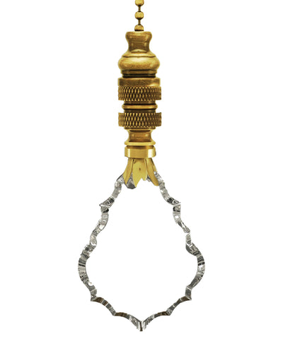 Crystal Gothic Cross Ceiling Fan Pull, 2.38"h with 12" Polished Brass Chain