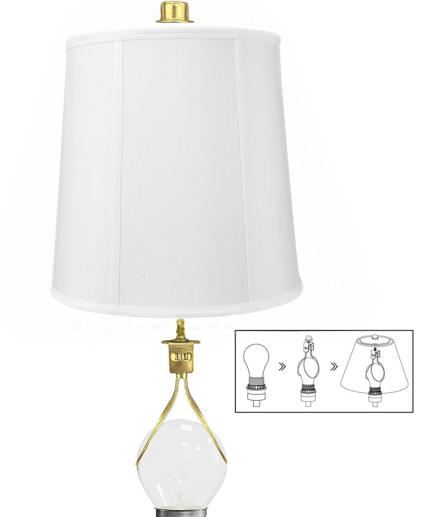 10x12x12" CLIP-ON FITTER White Shantung Fabric Drum Lampshade
