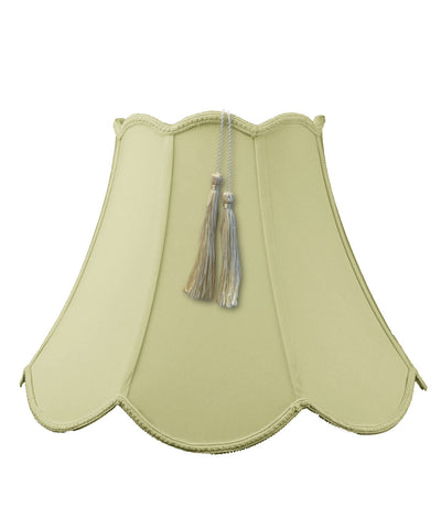 9x18x13 Scalloped Bell Shantung Lamp Shade Tassel Eggshell