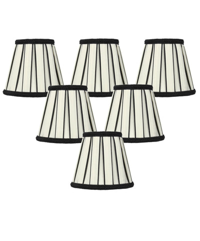 Set of 6 Eggshell with Black Chandelier Clip-On Lampshade 3x5x5