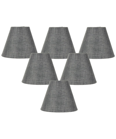 Set of 6 Granite Gray Burlap Lamp Shade - Clip-on Candelabra Shade 3x5x4