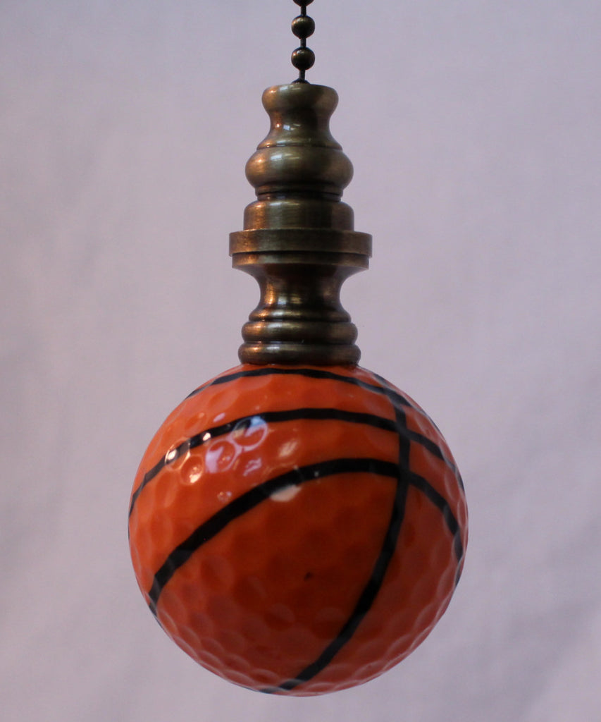Basketball Ceiling Fan Pull, 2.25"h with 12" Antiqued Brass Chain