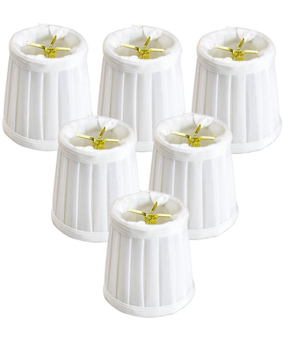 Set of 6 Down White Pleated Clip-on Candelabra Lampshade 3x4x4