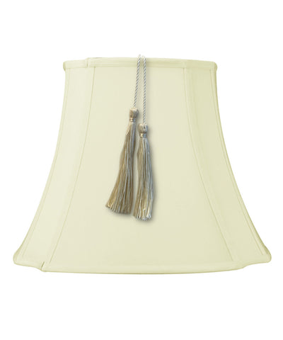 7x12x12 French Oval Piped Shantung Lamp Shade Tassel Eggshell