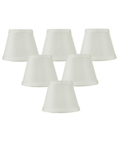 Set of 6 Clip-on Candelabra Lamp Shade Light Oatmeal Fabric 3x5x4
