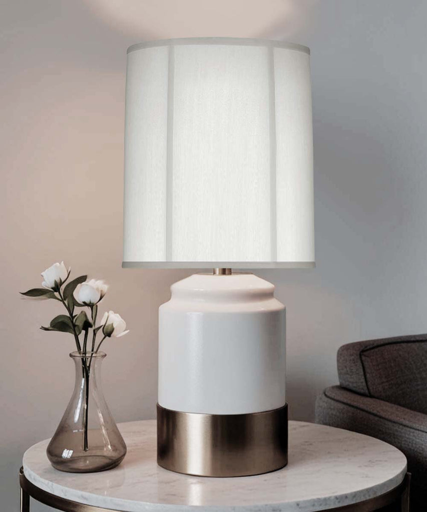 10x12x12" CLIP-ON FITTER White Shantung Fabric Drum Lampshade