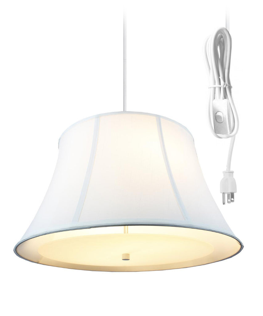 WHITE  2 Light Swag Plug-In Pendant with Diffuser