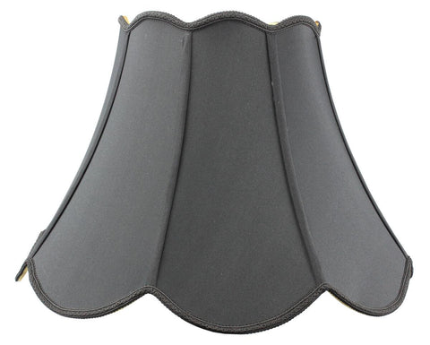 9x18x13 Scalloped Bell Lampshade Black Shantung Fabric