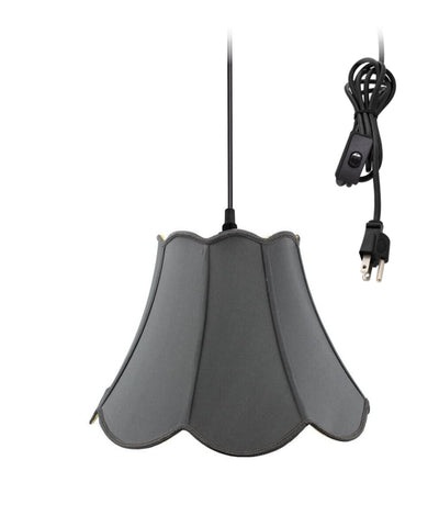 1-Light Plug In Swag Pendant Lamp Black Shade