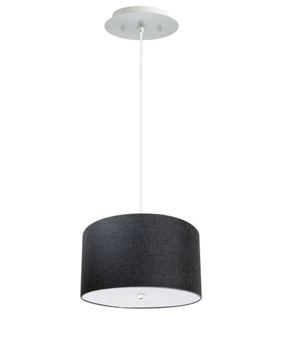 18" W 2 Light Pendant Granite Gray Shade with Diffuser, White Cord