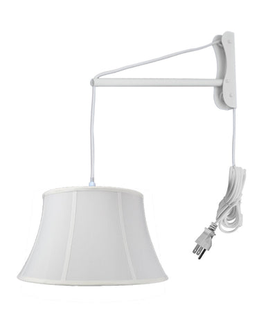 MAST Plug-In Wall Mount Pendant, 1 Light White Cord/Arm, White Shade 13x19x11