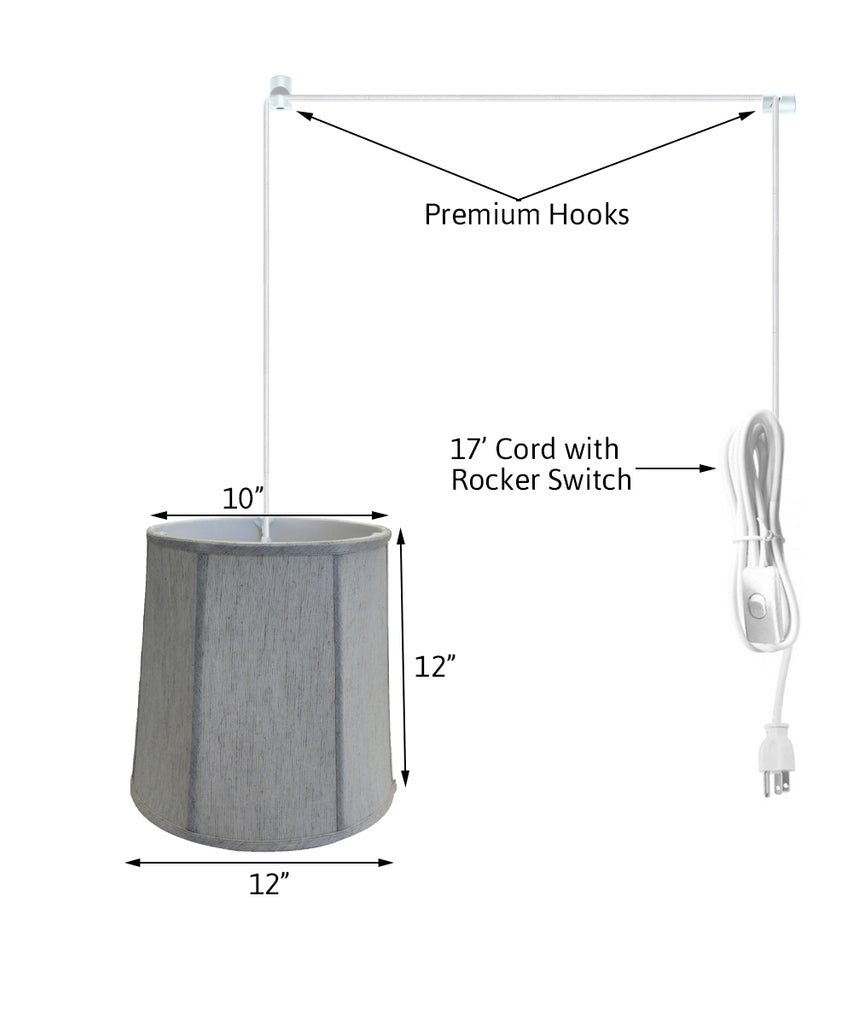 Textured Oatmeal Shantung 1 Light Swag Plug-In Pendant Hanging Lamp