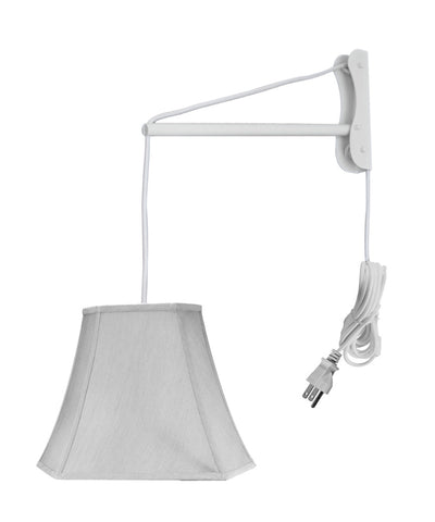 MAST Plug-In Wall Mount Pendant, 1 Light White Cord/Arm, Gray Shade 09x16x12