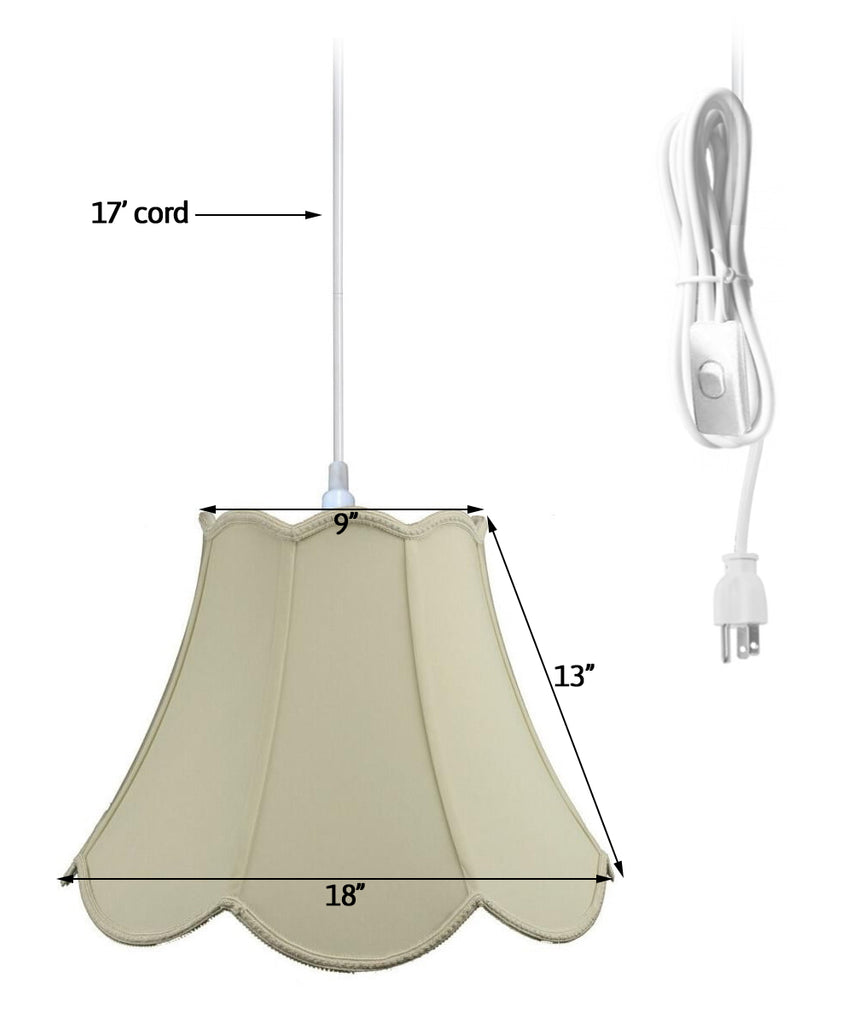 1-Light Plug In Swag Pendant Lamp Eggshell Shade
