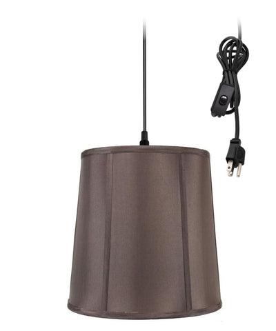 1-Light Plug In Swag Pendant Lamp Chocolate Shade