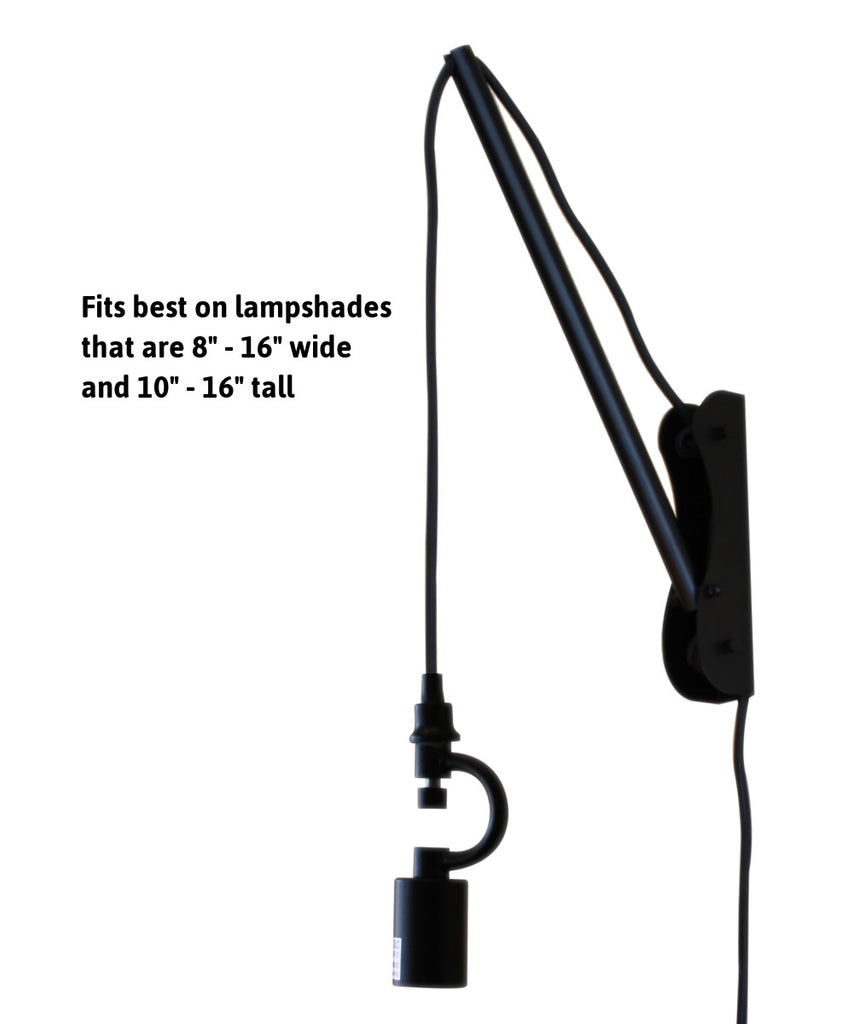 The MAST 1 Light Wall Arm Converts Your Lampshade to a Wall Pendant,  Black