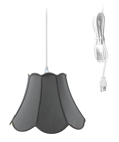 1-Light Plug In Swag Pendant Lamp Black Shade