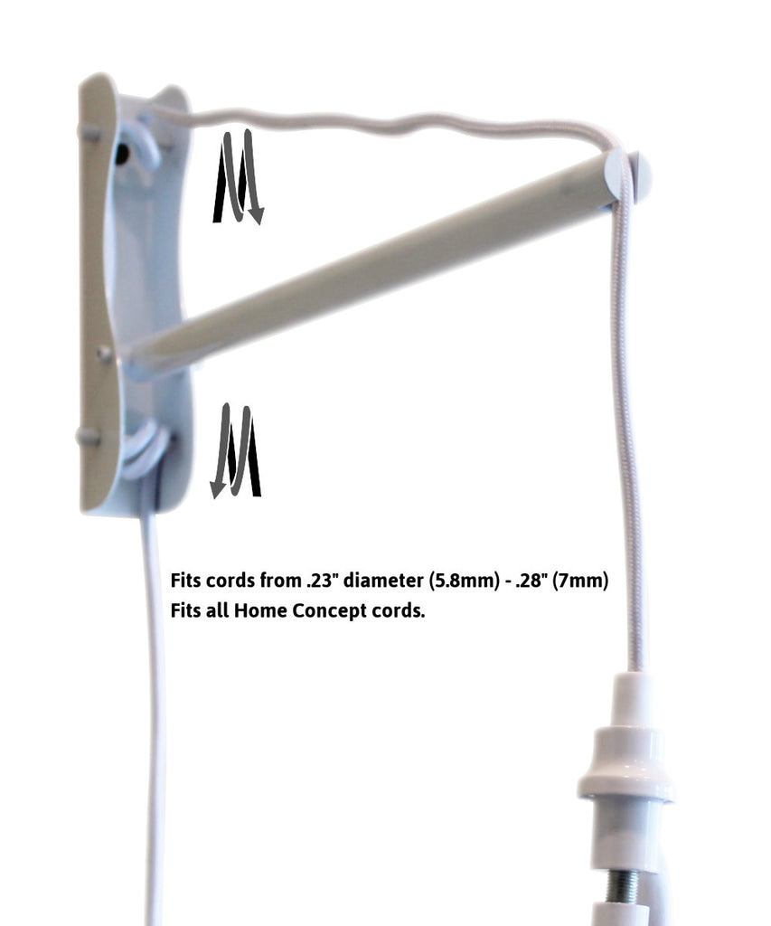 MAST Plug-In Wall Mount Pendant, 2 Light White Cord/Arm with Diffuser, White Shade 13x16x11