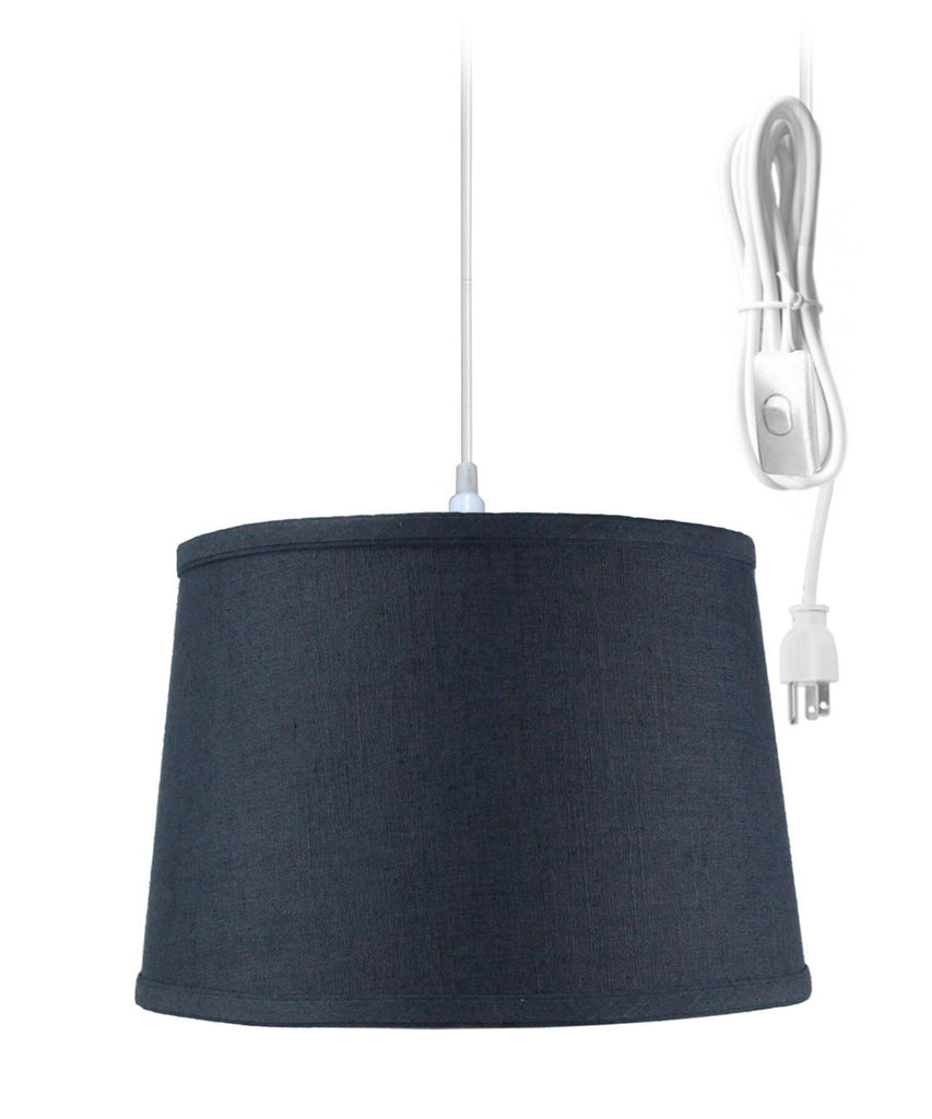 Shallow Drum 1 Light Swag Plug-In Pendant Hanging Lamp 10x12x8 Textured Slate