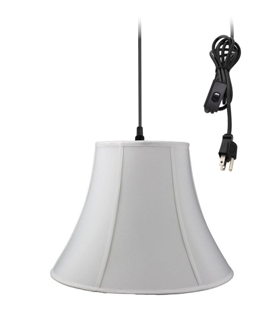 1-Light Plug In Swag Pendant Lamp White Shade