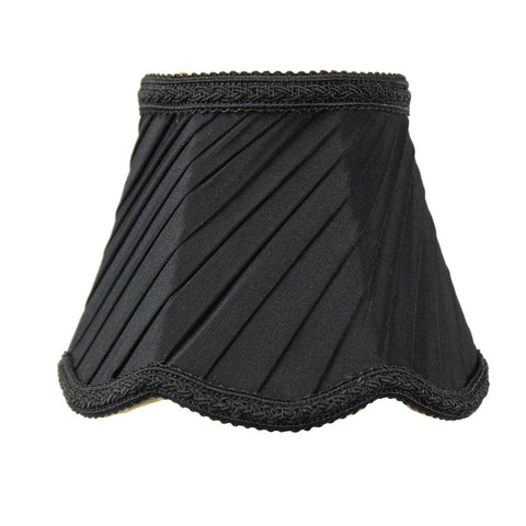 3x5x4 Pleated Scallop Clip-on Candelabra Lampshade Black Fabric