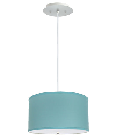 18" W 2 Light Pendant Island Paridise Blue Shade with Diffuser, White Cord