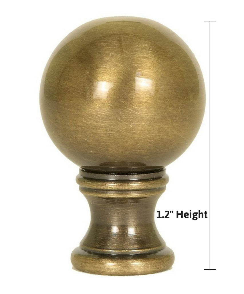 Solid Sphere Round Lamp Finial Antique Brass 1.75"h