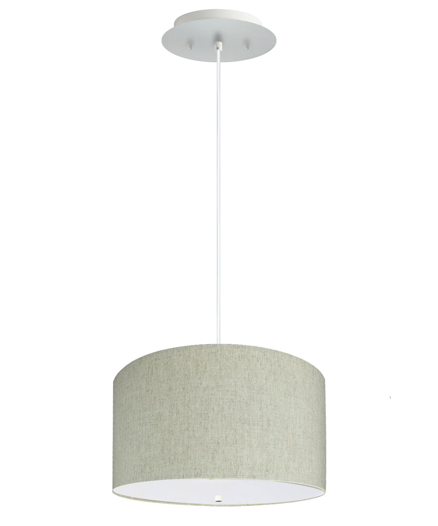 16" W 2 Light Pendant Textured Oatmeal Shade with Diffuser, White Cord