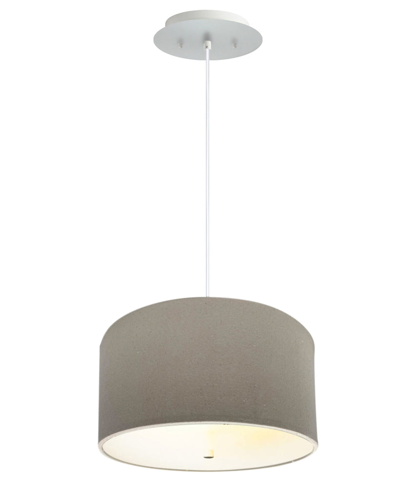 14" W 2 Light Pendant Light Oatmeal Shade with Diffuser, White Cord