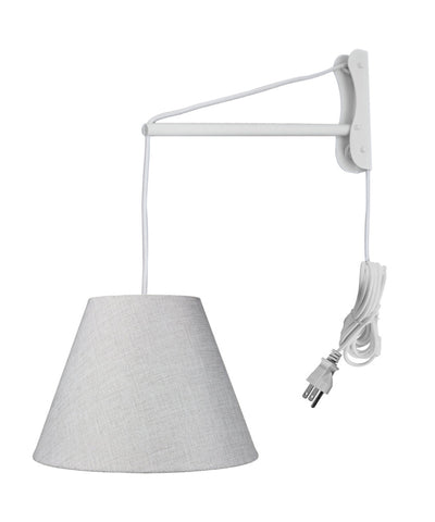 MAST Plug-In Wall Mount Pendant, 1 Light White Cord/Arm, Khaki Burlap Shade 06x12x09