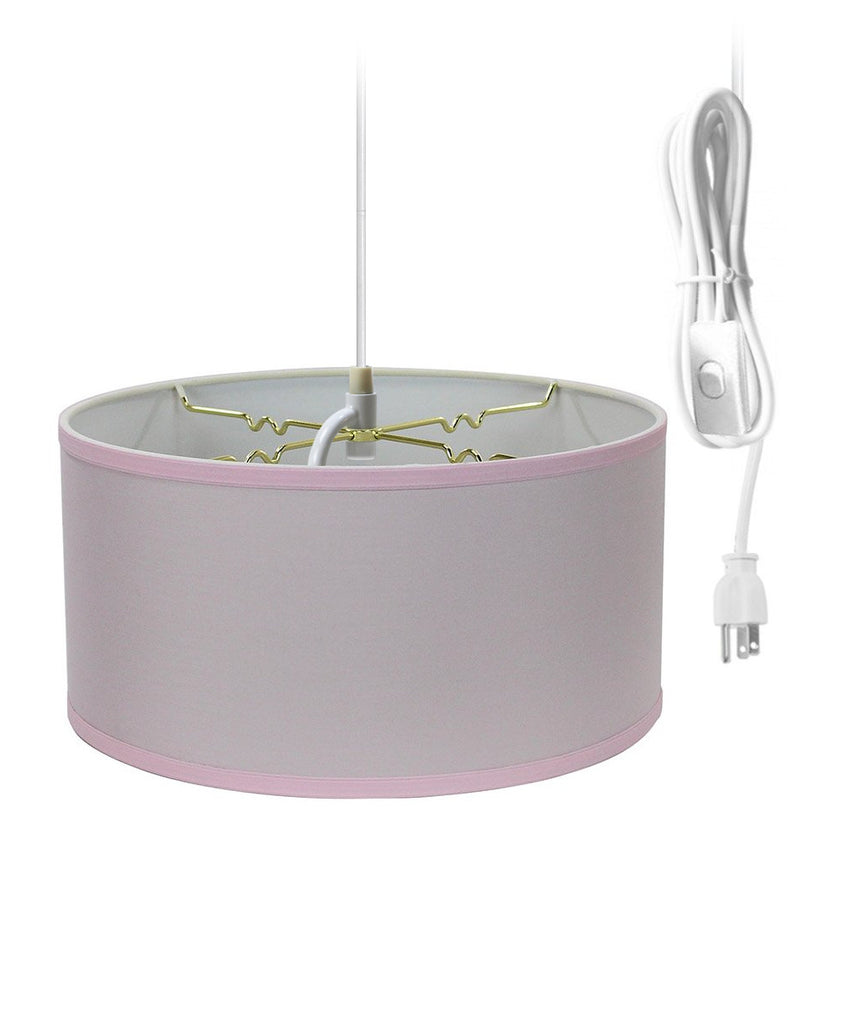 Pale Dogwood Pink 2 Light Swag Plug-In Pendant with Diffuser