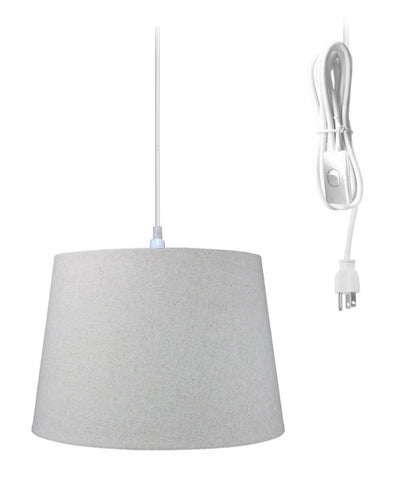 1-Light Plug In Swag Pendant Ceiling Light Sand Linen Shade