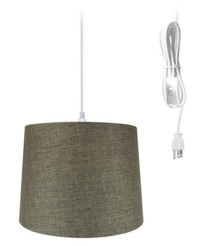 14"w 1-Light Plug-In Swag Pendant Lamp Chocolate Burlap