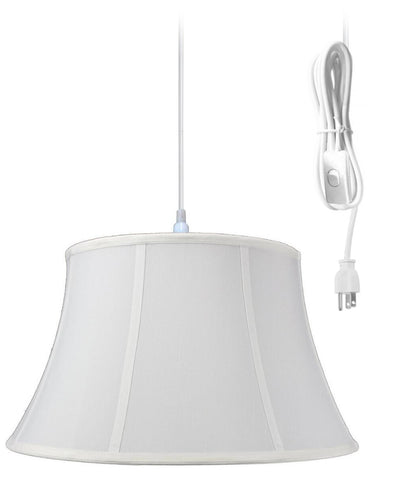 1-Light Plug In Swag Pendant Ceiling Light White Shade