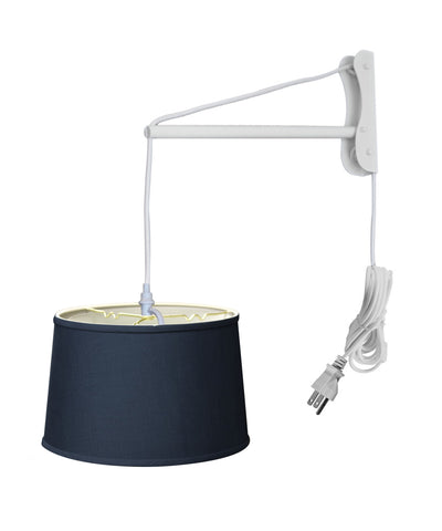 MAST Plug-In Wall Mount Pendant, 2 Light White Cord/Arm with Diffuser, Textured Slate Blue Shade 14x16x10
