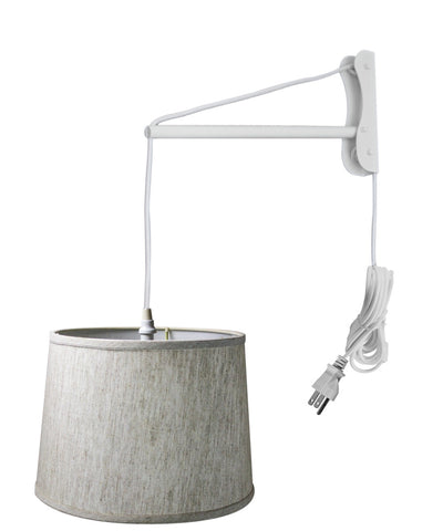 MAST Plug-In Wall Mount Pendant, 1 Light White Cord/Arm, Textured Oatmeal Shade 12x14x10