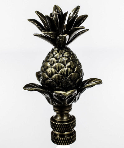 Blooming Pineapple Lamp Finial Antique Brass Metal  3"h