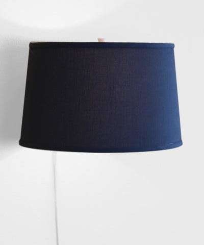 Floating Shade Plug-In Wall Light Shallow Drum Hard Back Textured Slate Blue